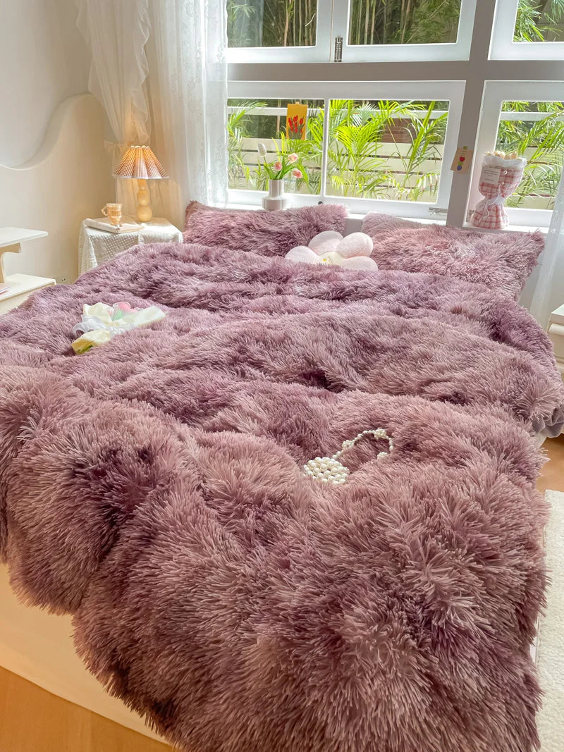 Unisex Candy-Coloured Soft Plush Duvet Cover for Cosy Beds
