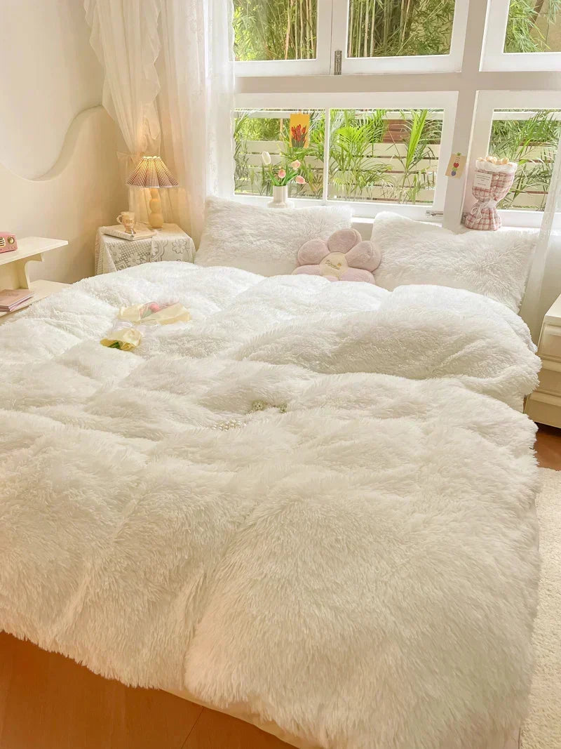 Unisex Candy-Coloured Soft Plush Duvet Cover for Cosy Beds