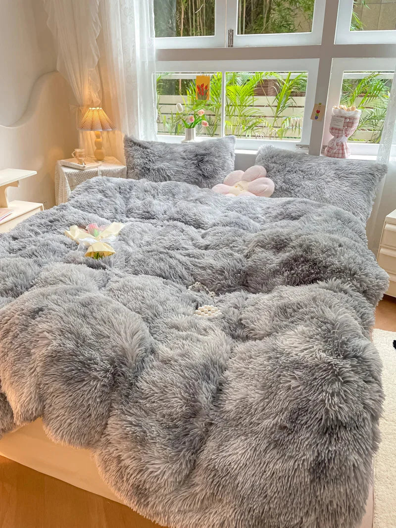 Unisex Candy-Coloured Soft Plush Duvet Cover for Cosy Beds