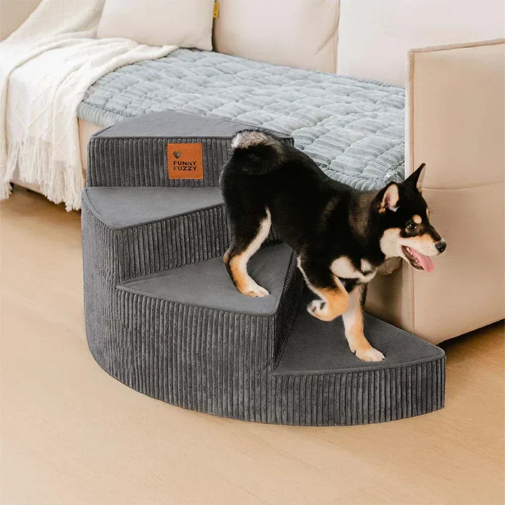 Unisex Cosy Corduroy Joint-Friendly Spiral Pet Stairs