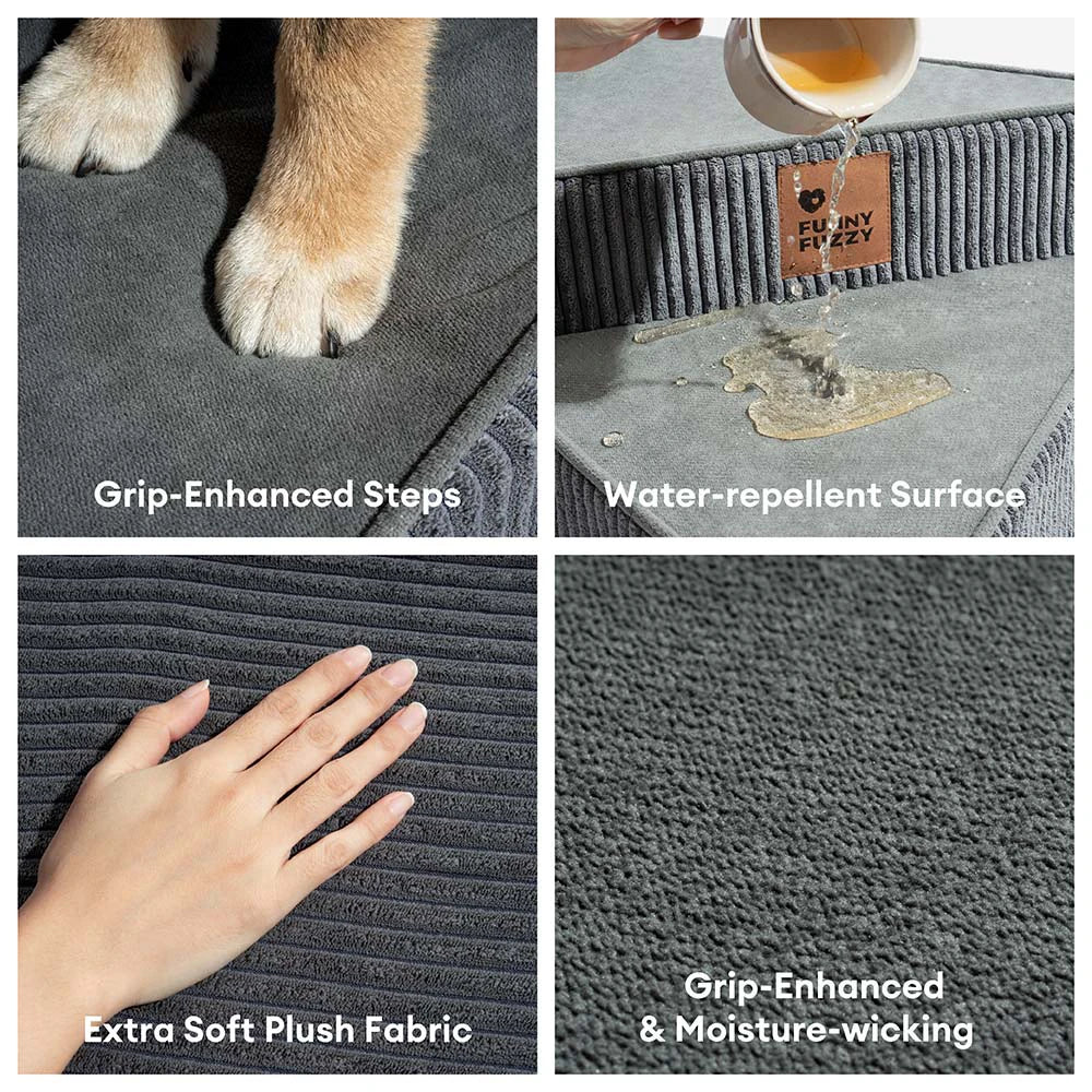 Unisex Cosy Corduroy Joint-Friendly Spiral Pet Stairs