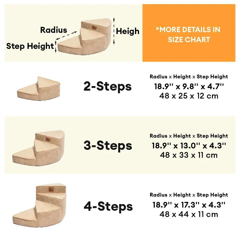 Unisex Cosy Corduroy Joint-Friendly Spiral Pet Stairs