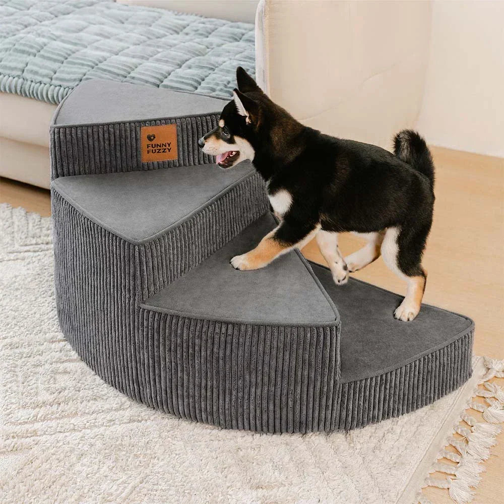 Unisex Cosy Corduroy Joint-Friendly Spiral Pet Stairs