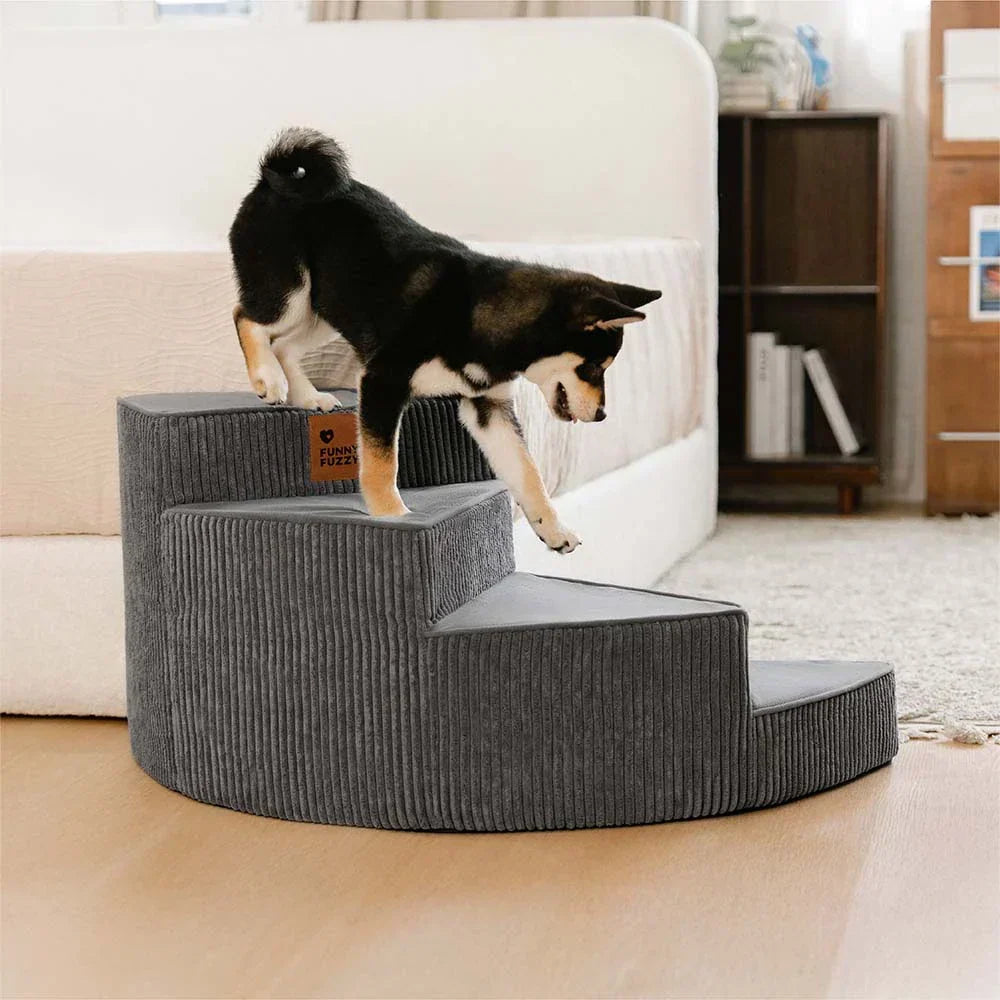 Unisex Cosy Corduroy Joint-Friendly Spiral Pet Stairs