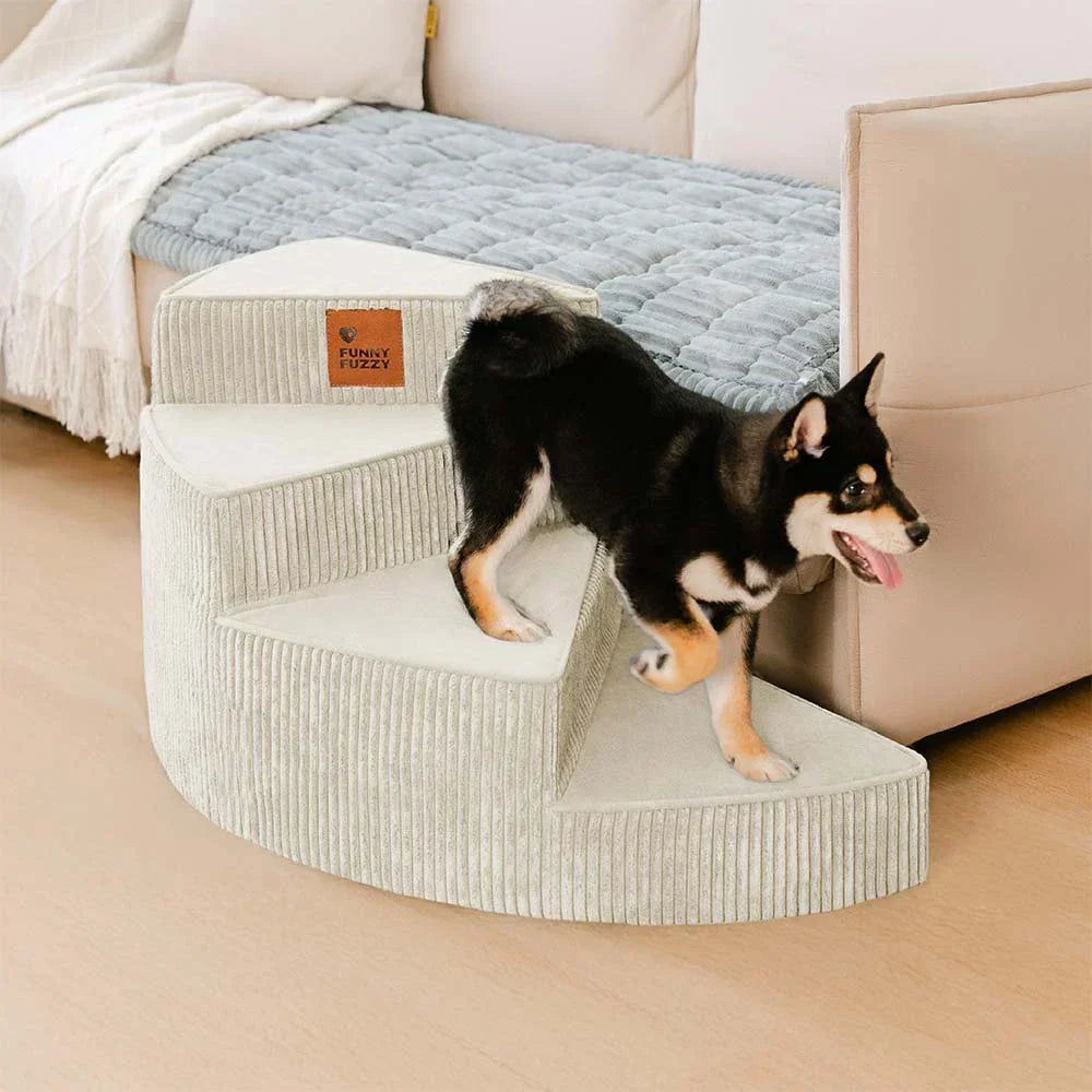 Unisex Cosy Corduroy Joint-Friendly Spiral Pet Stairs