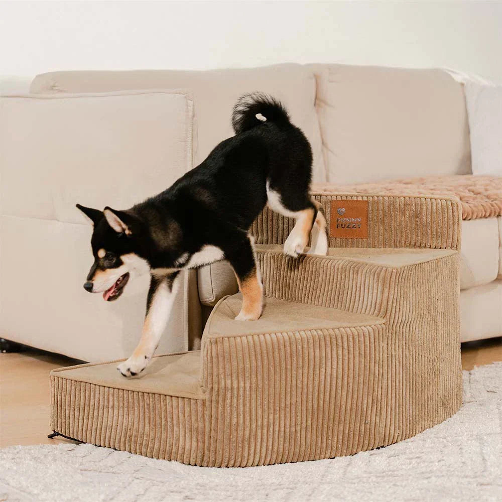 Unisex Cosy Corduroy Joint-Friendly Spiral Pet Stairs