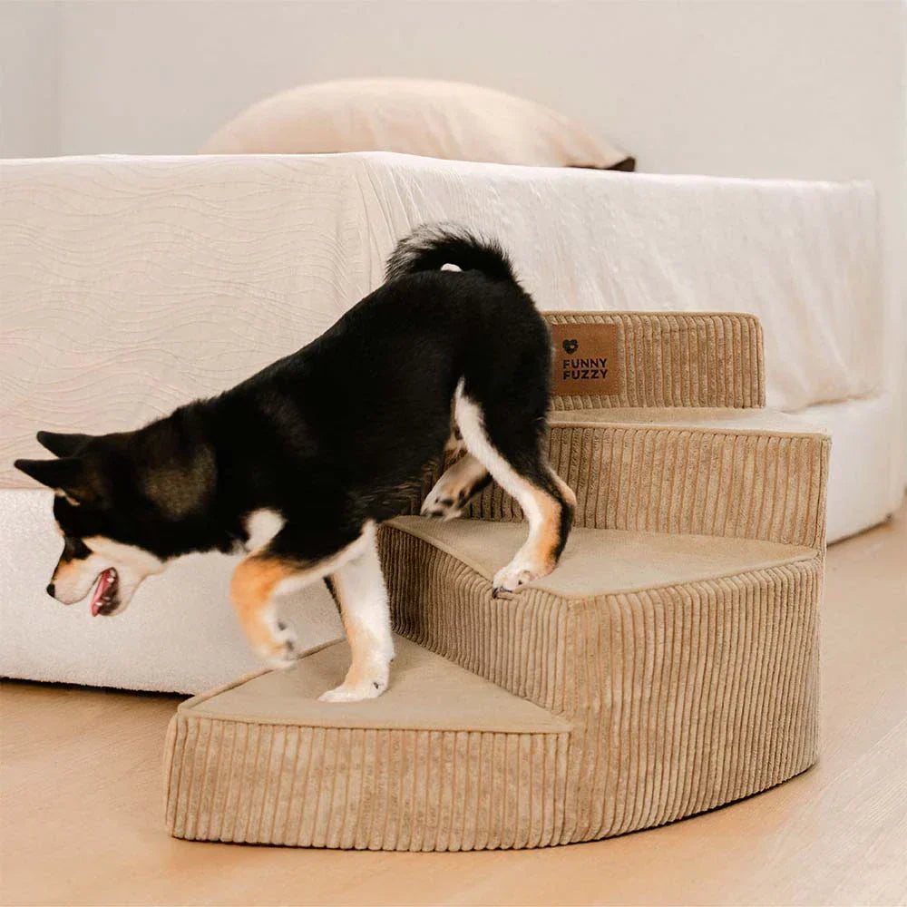 Unisex Cosy Corduroy Joint-Friendly Spiral Pet Stairs