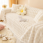 Unisex faux rabbit fur sofa cover – ultra-soft plush couch cover for pets