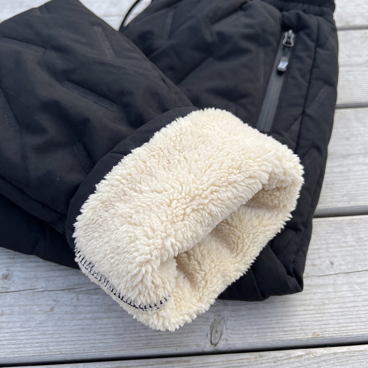 Unisex Thermal Joggers Lamb Fleece Lined Windproof Zip Pocket Pants