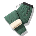 Unisex Thermal Joggers Lamb Fleece Lined Windproof Zip Pocket Pants