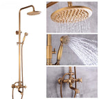 Vintage Copper Shower Faucet Set with Brass Thermostatic Valve