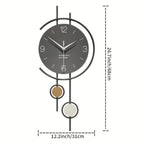 Wall Clock, Silent Non-Ticking Iron, Large Easy-Read Numbers, Scandinavian Style