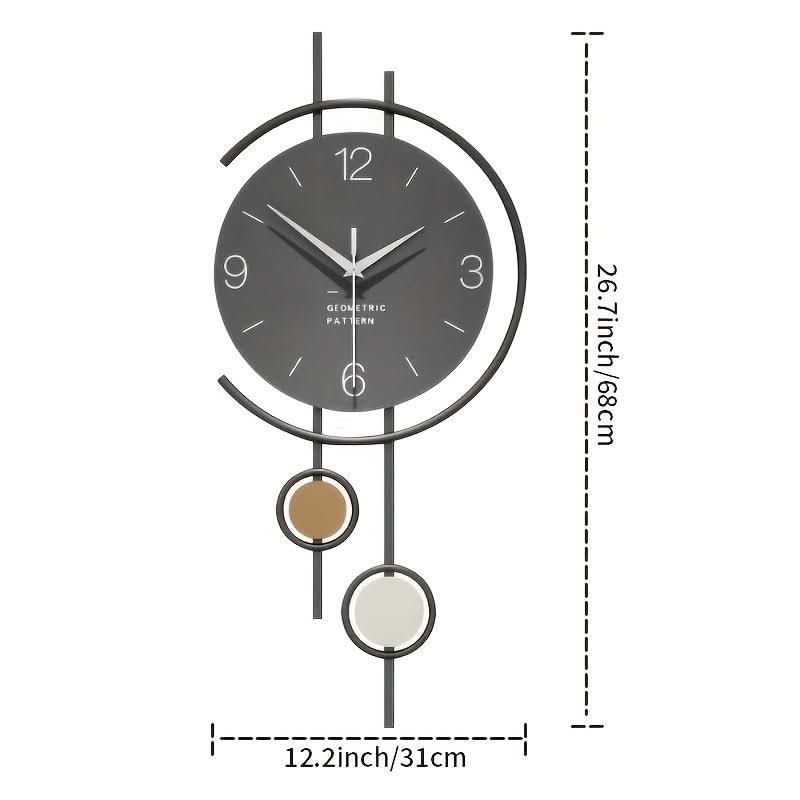 Wall Clock, Silent Non-Ticking Iron, Large Easy-Read Numbers, Scandinavian Style