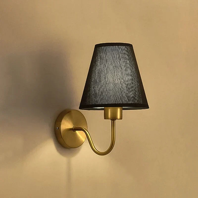 Wall Lamp | Nordic Cone Fabric Shade | Galvanised Metal Arm