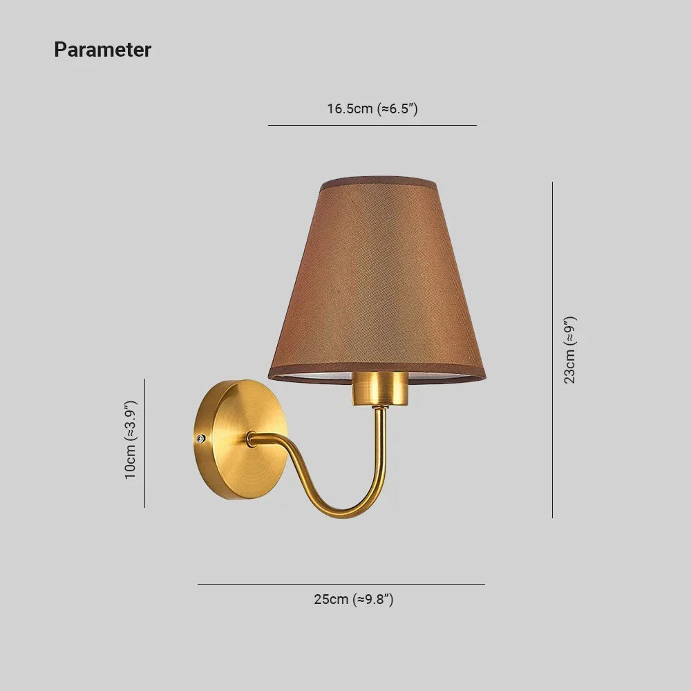 Wall Lamp | Nordic Cone Fabric Shade | Galvanised Metal Arm