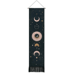 Wall Tapestry | Moon Phase Print | Fringed Bottom Edge