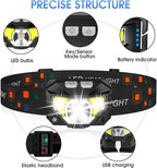 Waterproof LED Headlamp, Dual Pack with Motion Sensor and USB Rechargeable