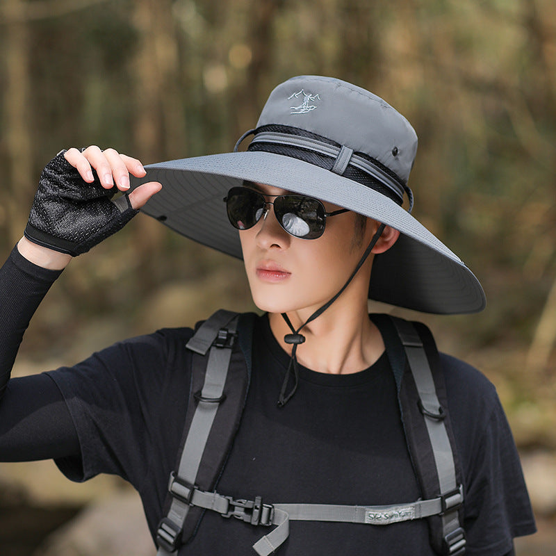 Wide Brim Hiking Hat with UV Protection and Adjustable Chin Strap