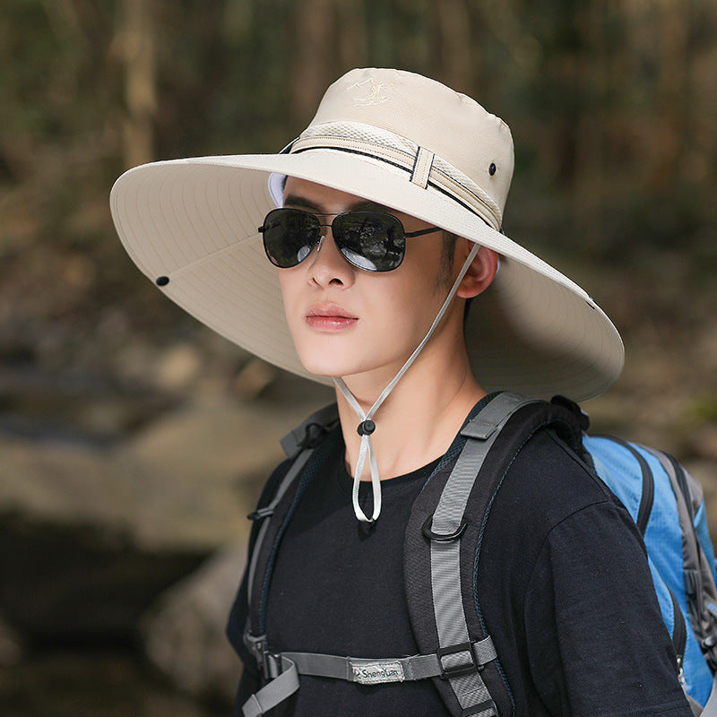 Wide Brim Hiking Hat with UV Protection and Adjustable Chin Strap