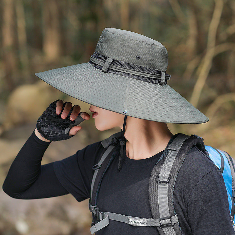 Wide Brim Hiking Hat with UV Protection and Adjustable Chin Strap