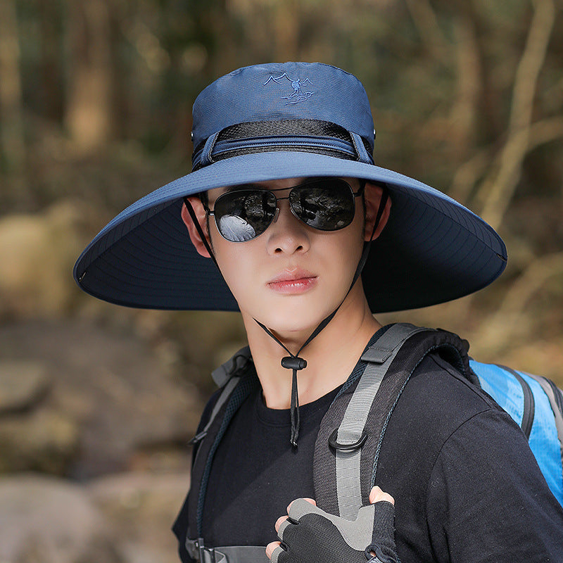 Wide Brim Hiking Hat with UV Protection and Adjustable Chin Strap