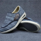 Wide shoes for swollen feet with adjustable straps and removable memory foam insoles