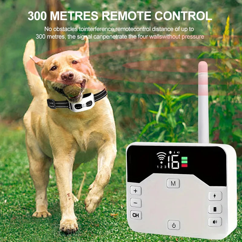 Wireless Dog Fence & Training Collar – IP65 Waterproof – 300 m Range – Rechargeable – For 1 or 2 Dogs
