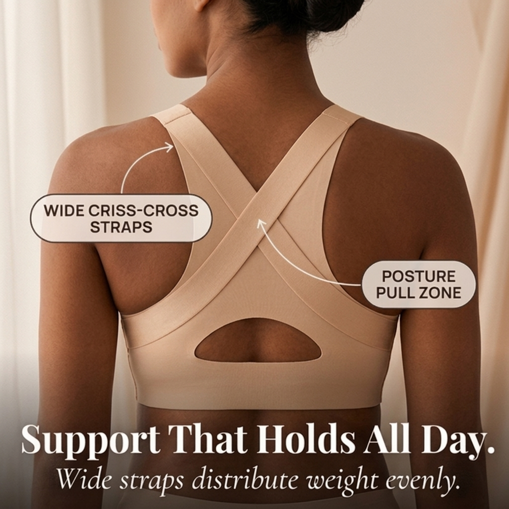 Wireless Front-Closure Posture Bra, Seamless X-Back Support