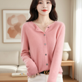 Women's Button-Down Knit Cardigan — Long Sleeve Open Front Jumper