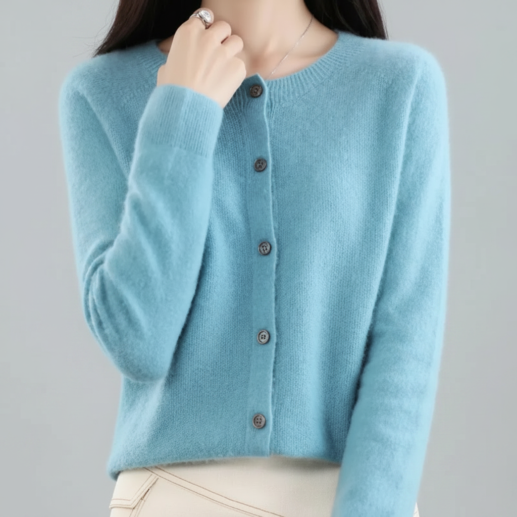 Women's Button-Down Knit Cardigan — Long Sleeve Open Front Jumper