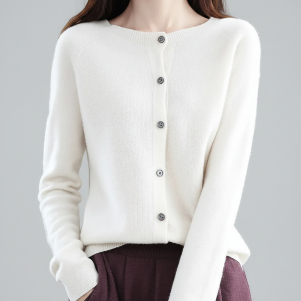 Women's Button-Down Knit Cardigan — Long Sleeve Open Front Jumper