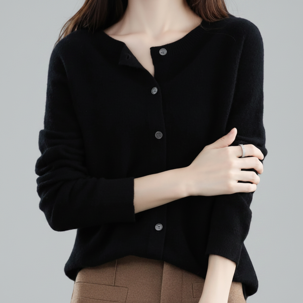 Women's Button-Down Knit Cardigan — Long Sleeve Open Front Jumper