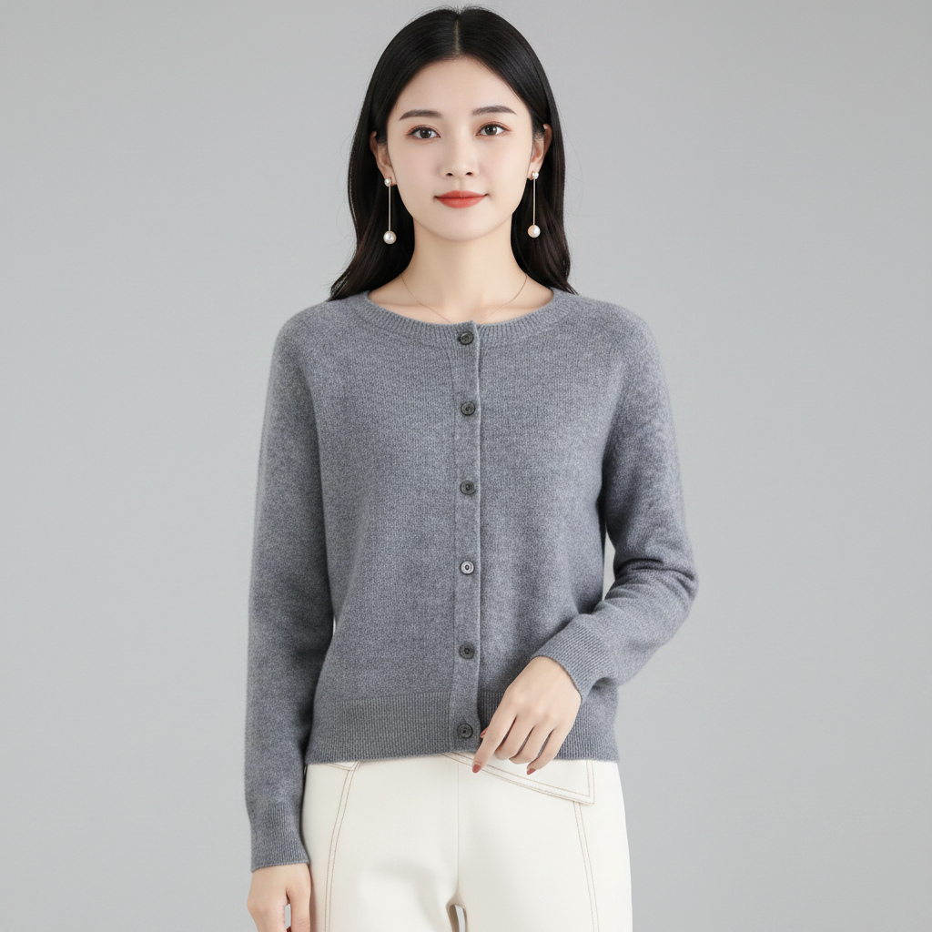 Women's Button-Down Knit Cardigan — Long Sleeve Open Front Jumper