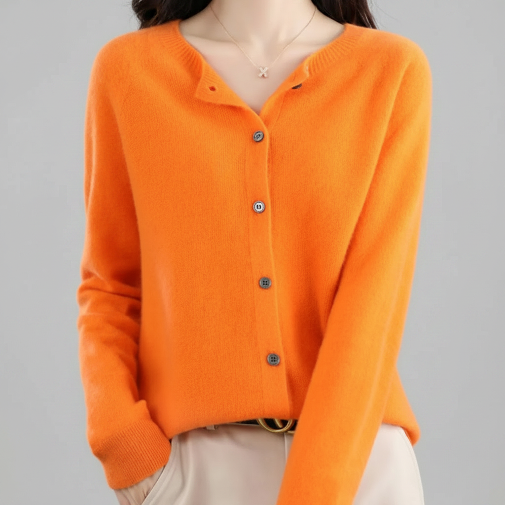 Women's Button-Down Knit Cardigan — Long Sleeve Open Front Jumper