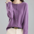 Women's Button-Down Knit Cardigan — Long Sleeve Open Front Jumper