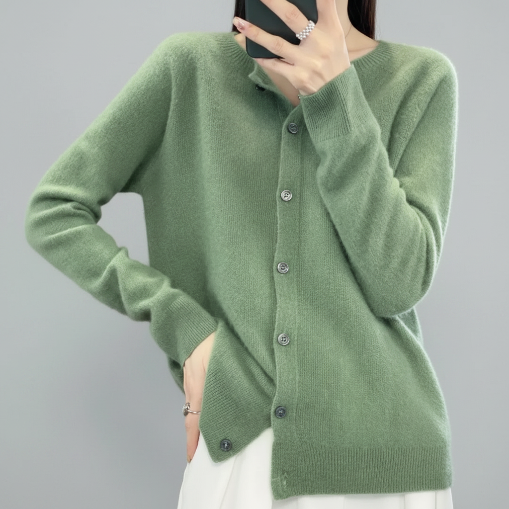 Women's Button-Down Knit Cardigan — Long Sleeve Open Front Jumper