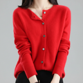 Women's Button-Down Knit Cardigan — Long Sleeve Open Front Jumper