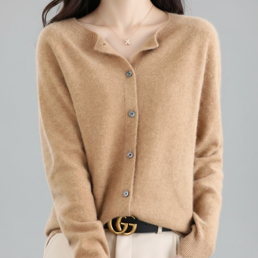 Women's Button-Down Knit Cardigan — Long Sleeve Open Front Jumper