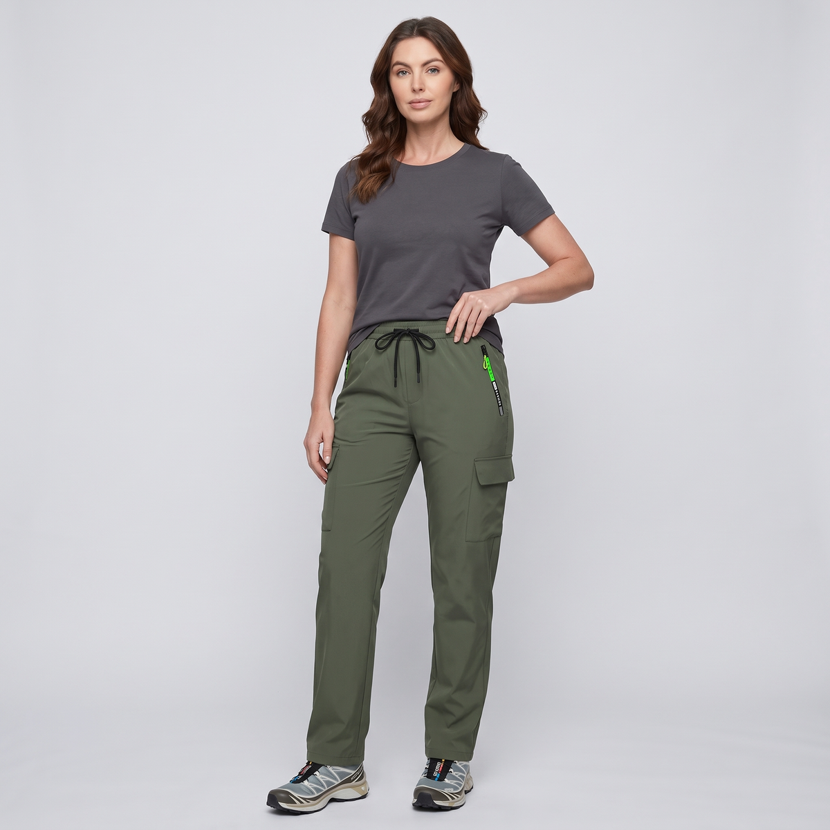 Women's Cargo Trousers - Elastic Waist Walking Trousers