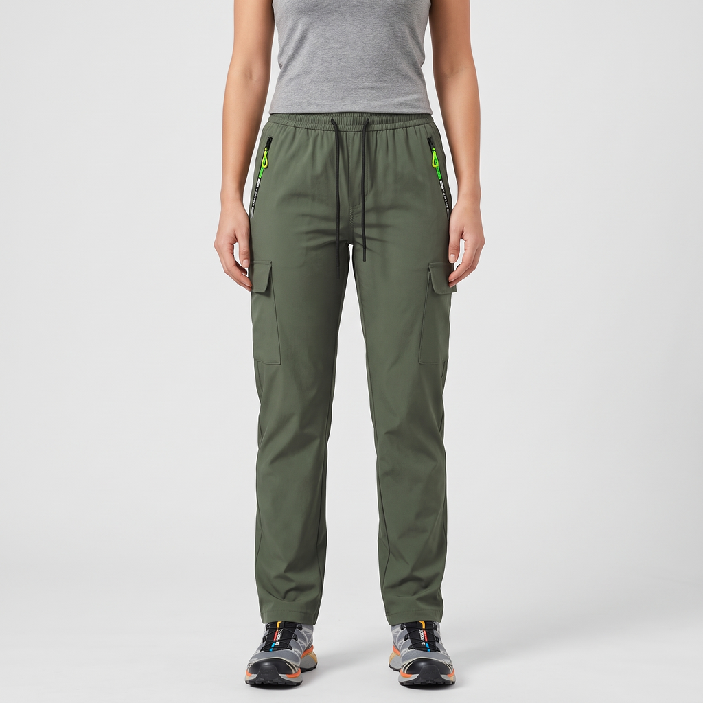 Women's Cargo Trousers - Elastic Waist Walking Trousers
