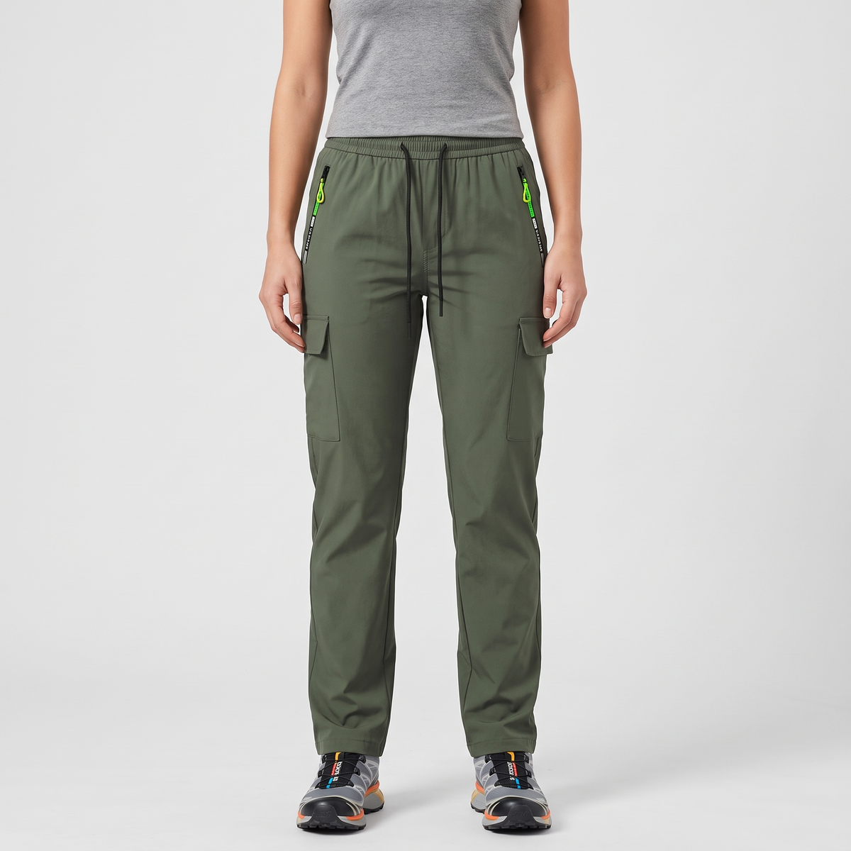 Women's Cargo Trousers - Elastic Waist Walking Trousers