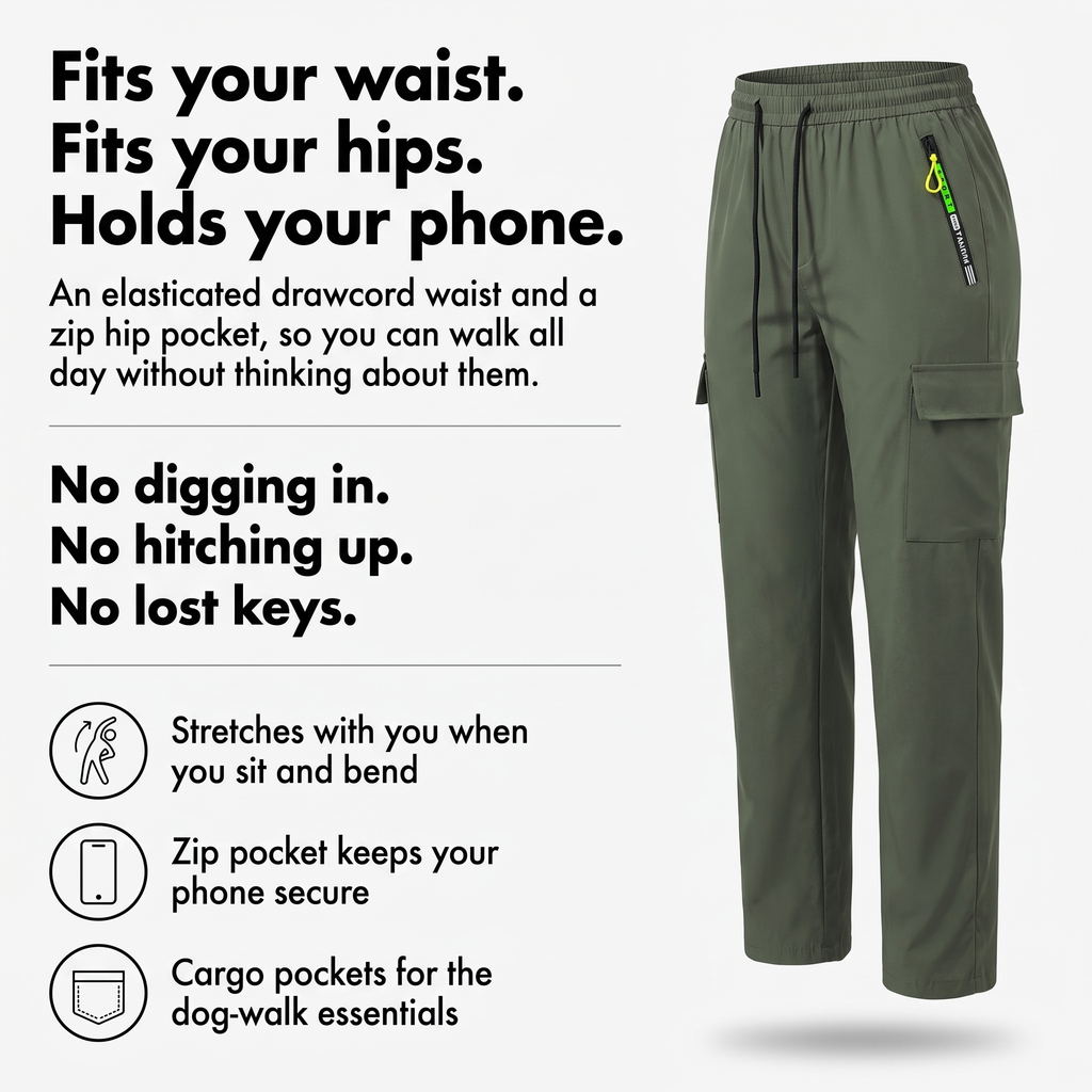 Women's Cargo Trousers - Elastic Waist Walking Trousers