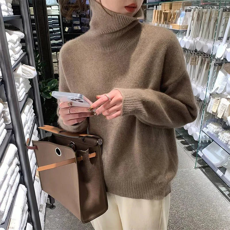 Women's Cosy Ribbed Knit Turtleneck Jumper