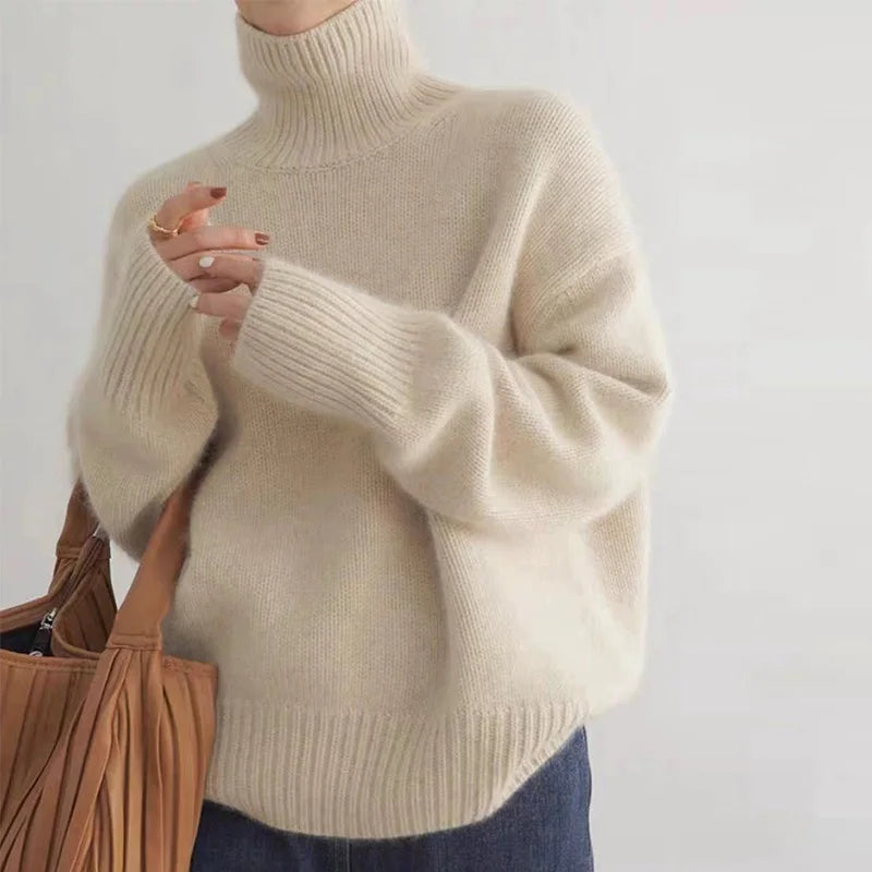 Women's Cosy Ribbed Knit Turtleneck Jumper