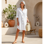 Women's Effortless Button Down Casual Shirt Dress