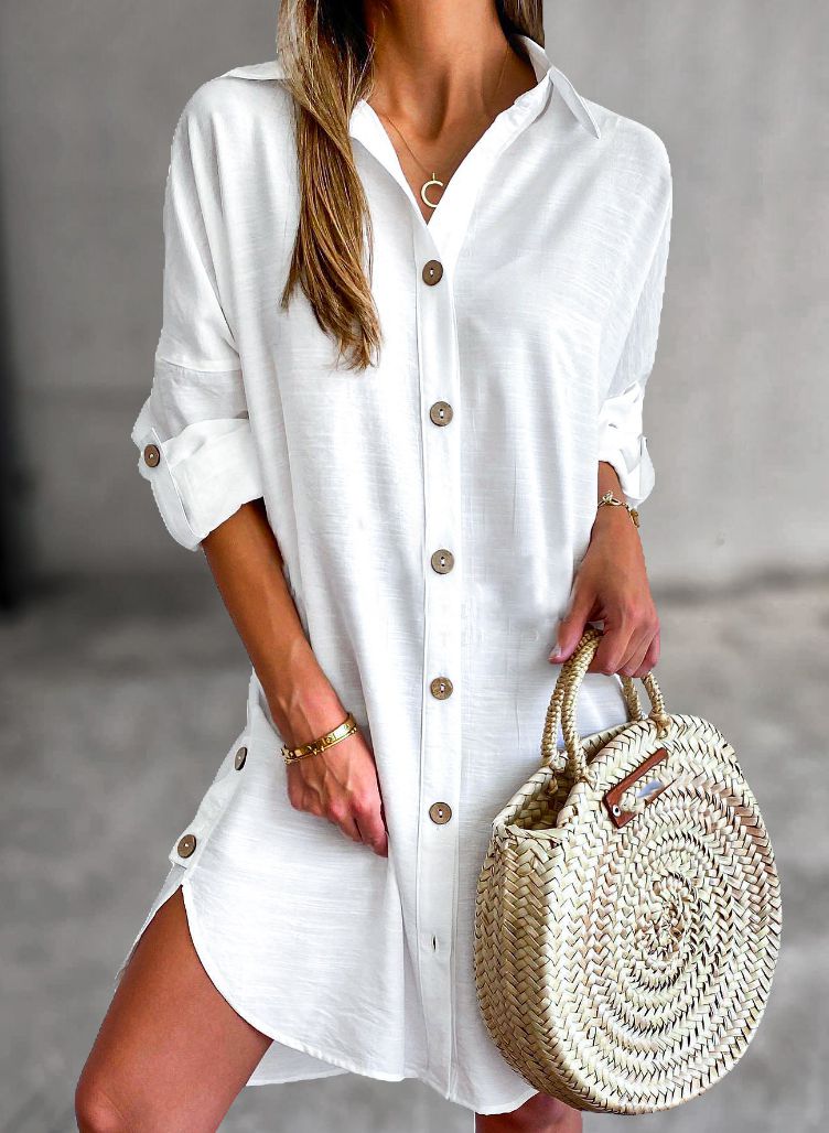 Women's Effortless Button Down Casual Shirt Dress