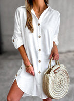 Women's Effortless Button Down Casual Shirt Dress