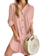 Women's Effortless Button Down Casual Shirt Dress