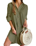 Women's Effortless Button Down Casual Shirt Dress