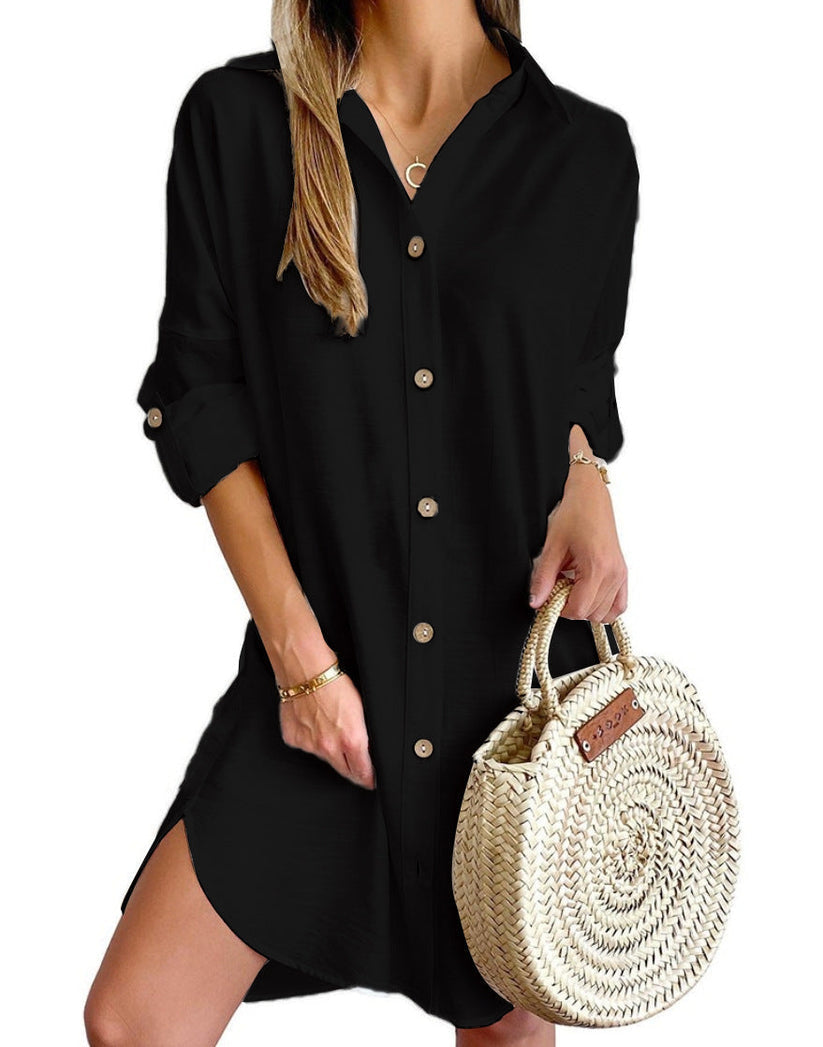 Women's Effortless Button Down Casual Shirt Dress